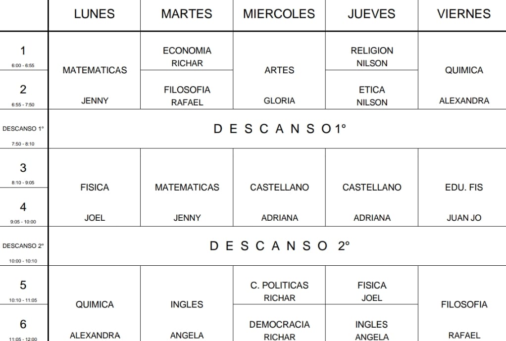 Horario 6-2