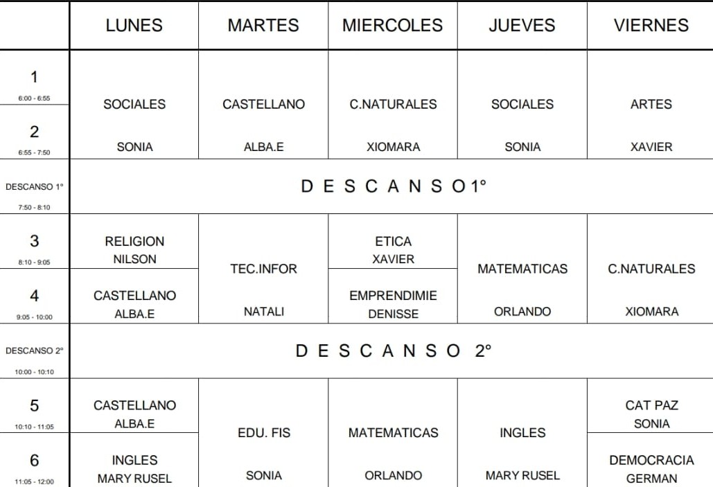 Horario 6-1