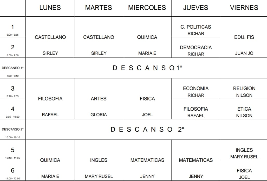 Horario 6-3